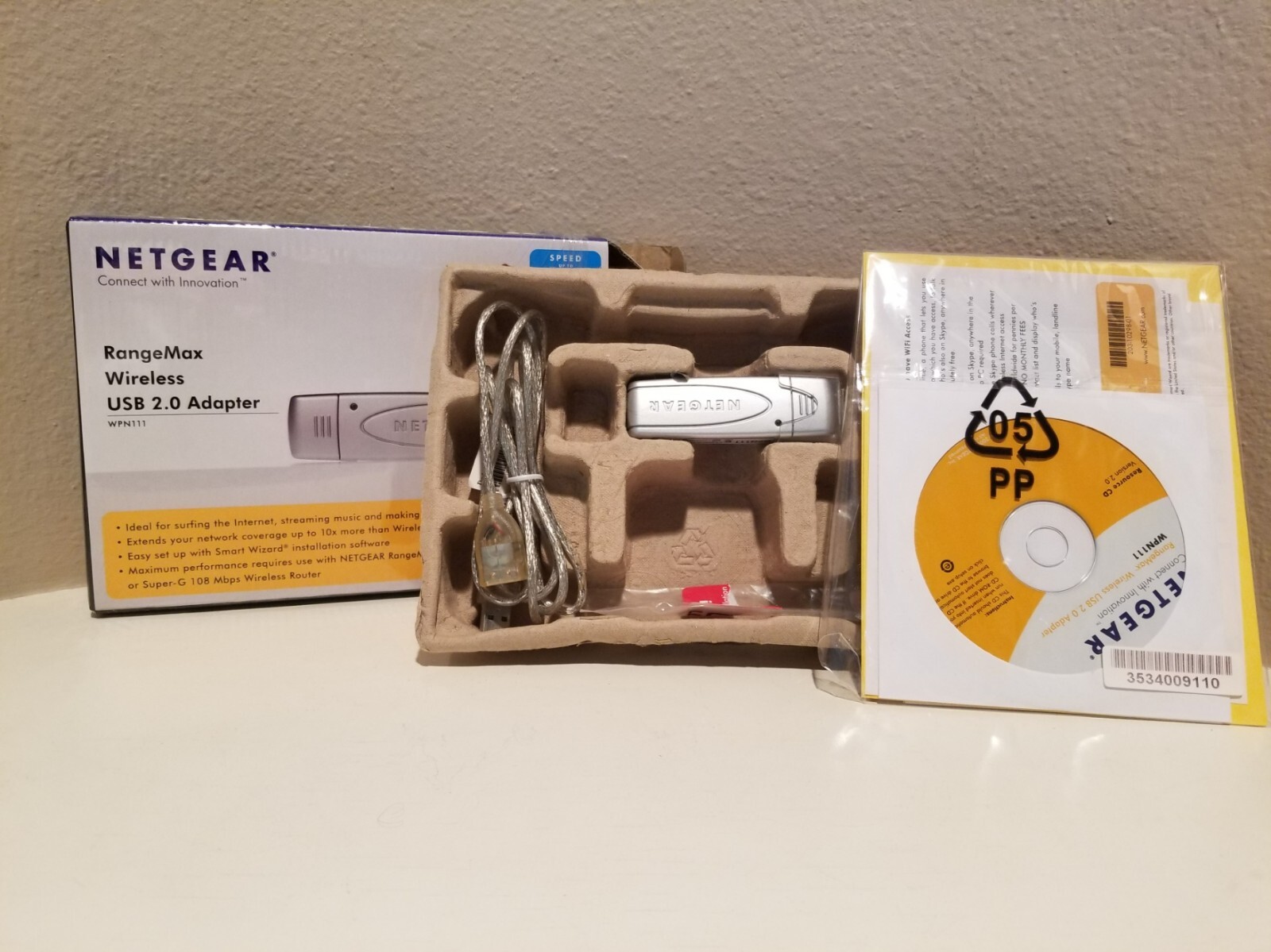 Netgear RangeMax Wireless USB 2.0 Adapter WPN111 - One Complete / One Incomplete