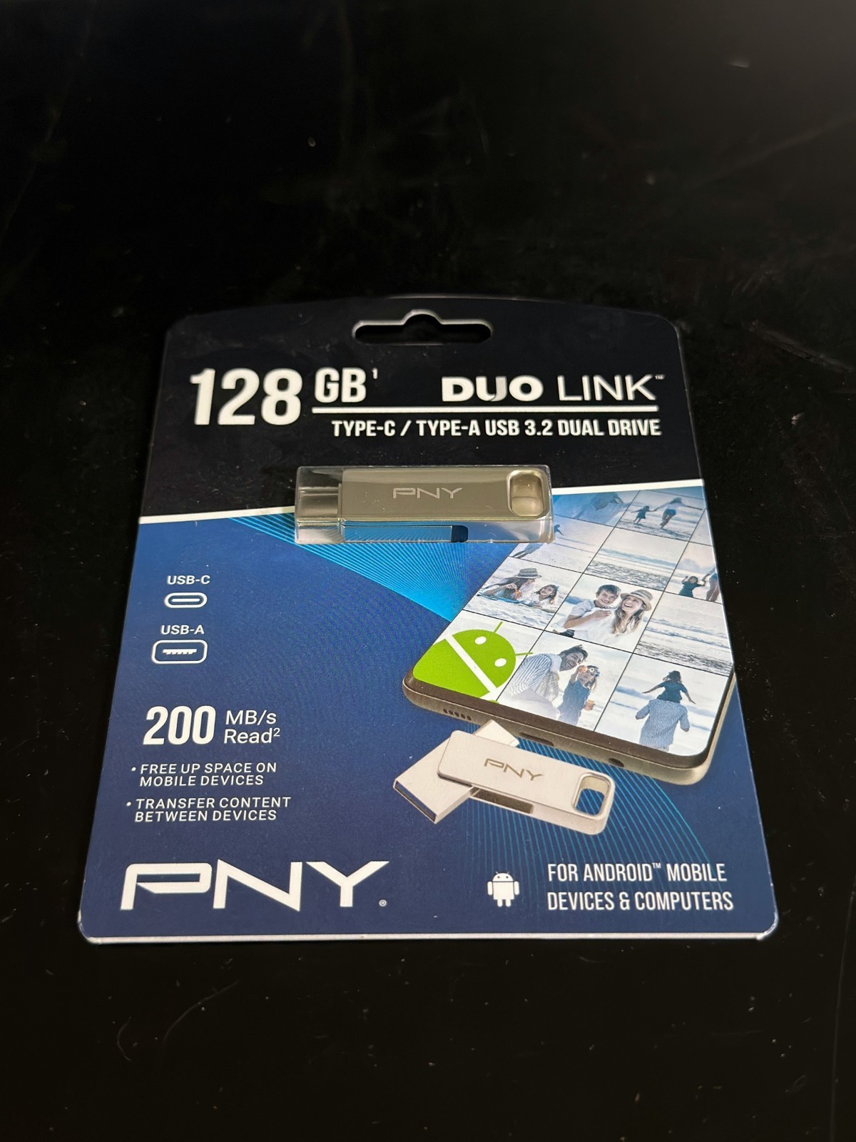 PNY DUO-LINK 128GB USB 3.2 USB-C/USB-A Flash Drive P-FDI128DULINKTYCWM-GE