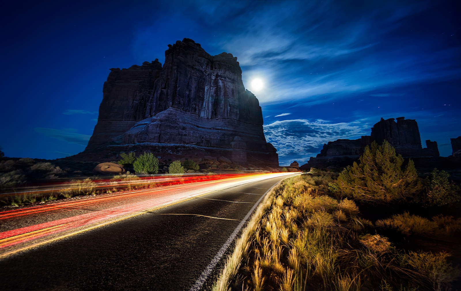 Landscape night road utah usa arches national park Custom Gaming Mat Desk