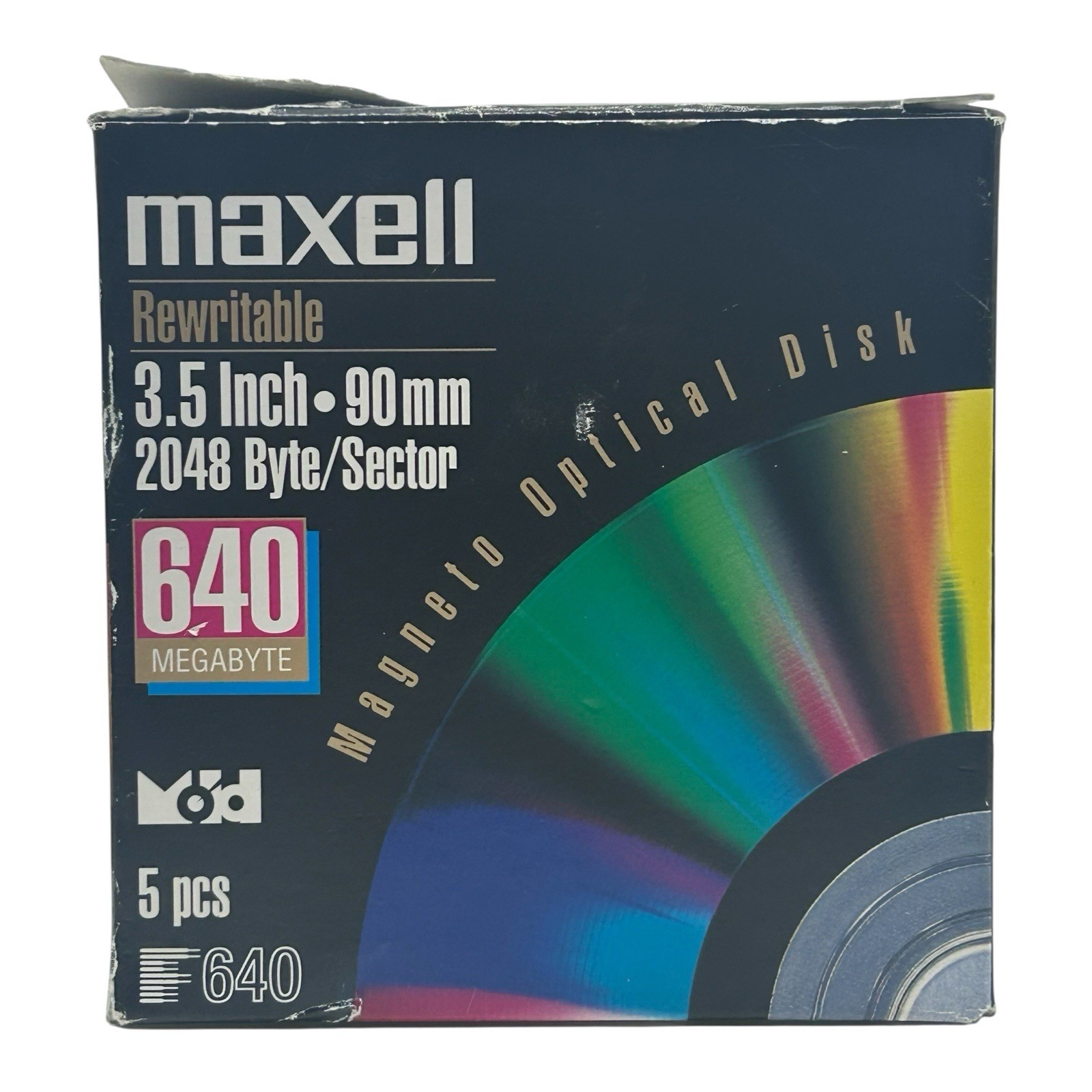 Maxell Rewritable 640MB 2048 Byte/Sector 3.5” Magneto Optical Disk 5-Pack New