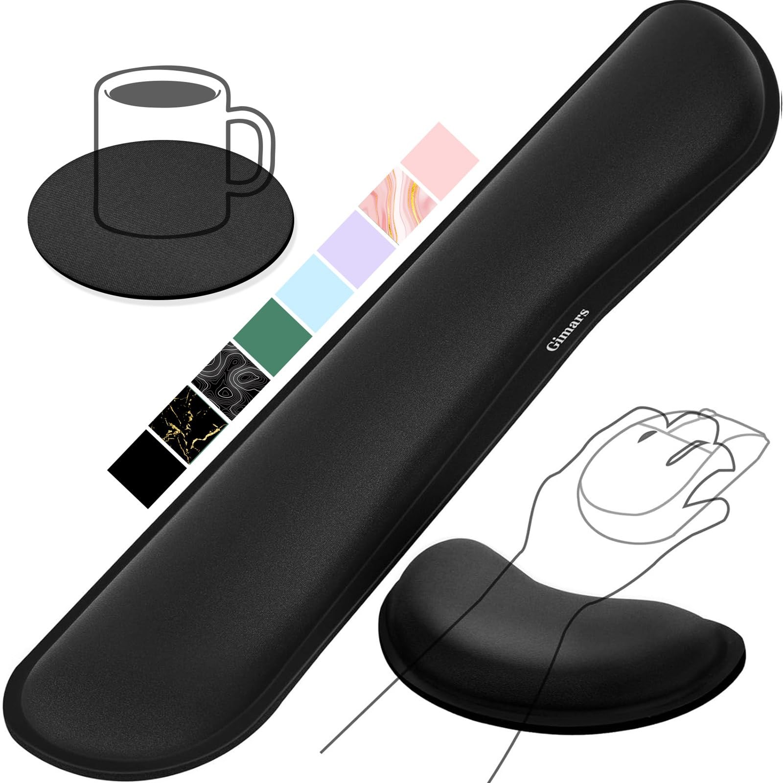 Ergonomic Wide Memory Foam Wrist Rest Set for Keyboard and Mouse Support