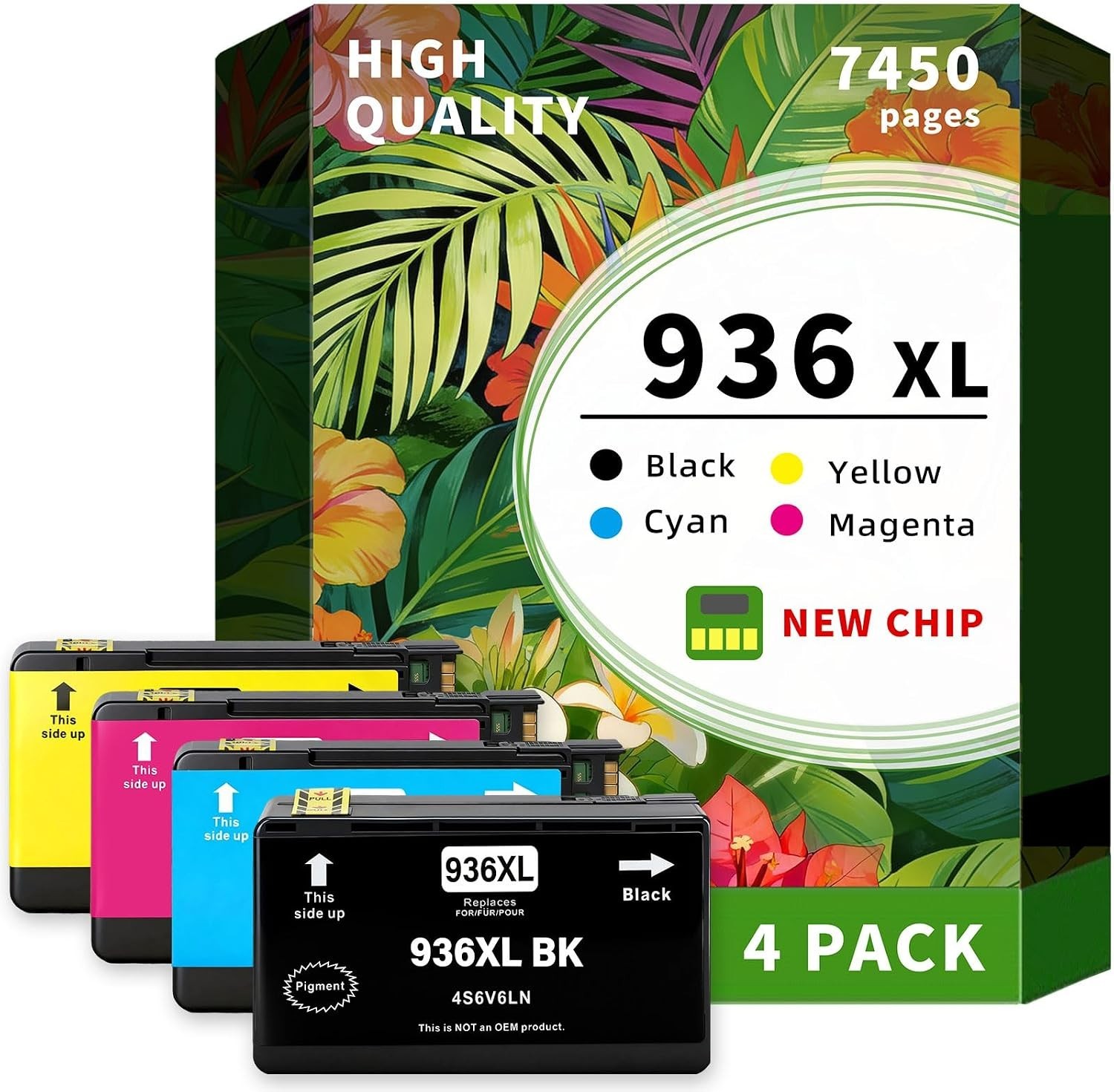 936XL Ink Cartridges Combo Pack with Chip Replacement for HP 936 936XL Ink Cartr