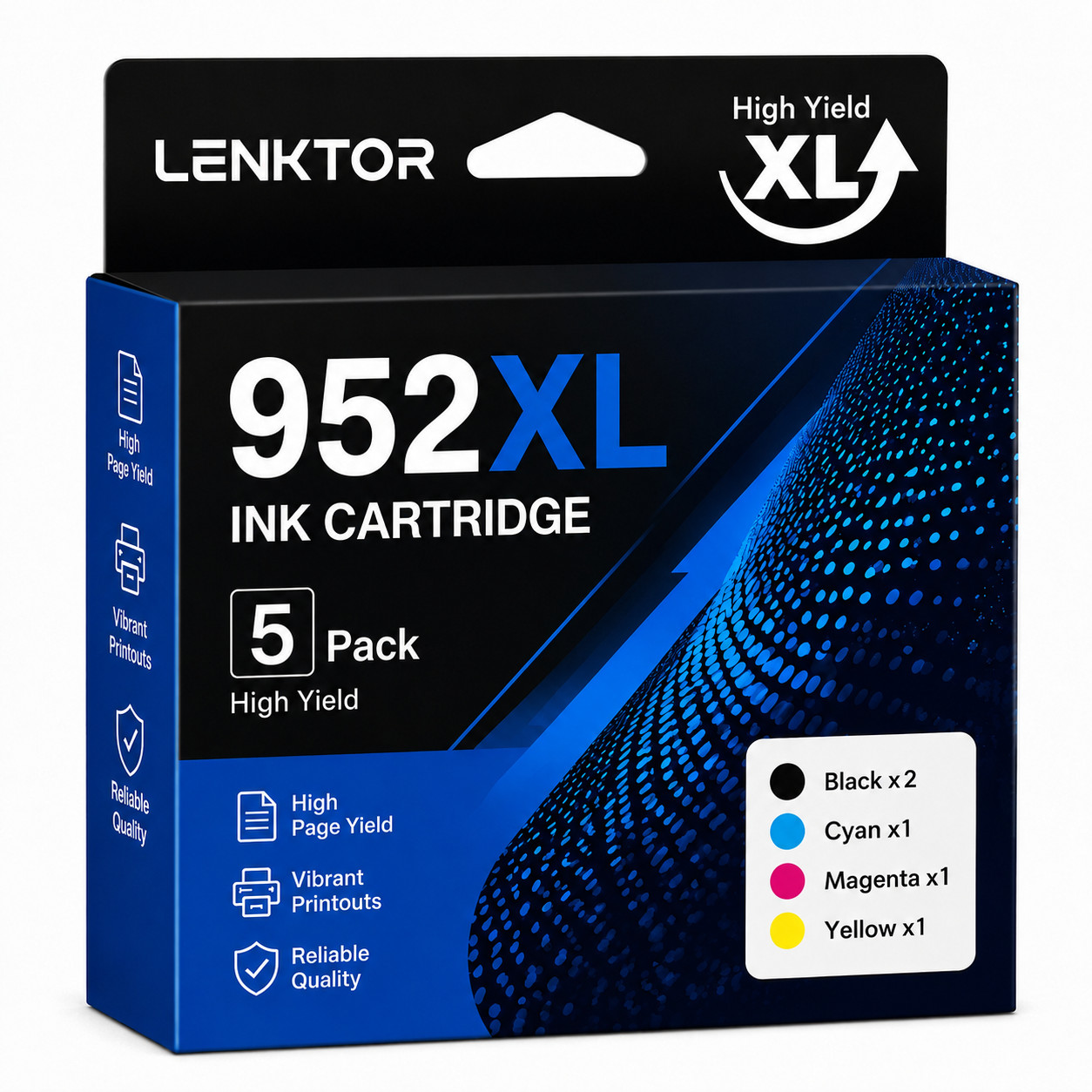 952XL 5PK 2BK/C/M/Y Ink for OfficeJet Pro 7740 8216 8715 8725 8730 8740