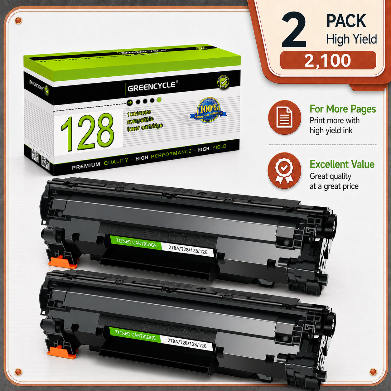 2PCS Toner Cartridge CRG128 Replace For Canon ImageCLASS MF4412 MF4420n