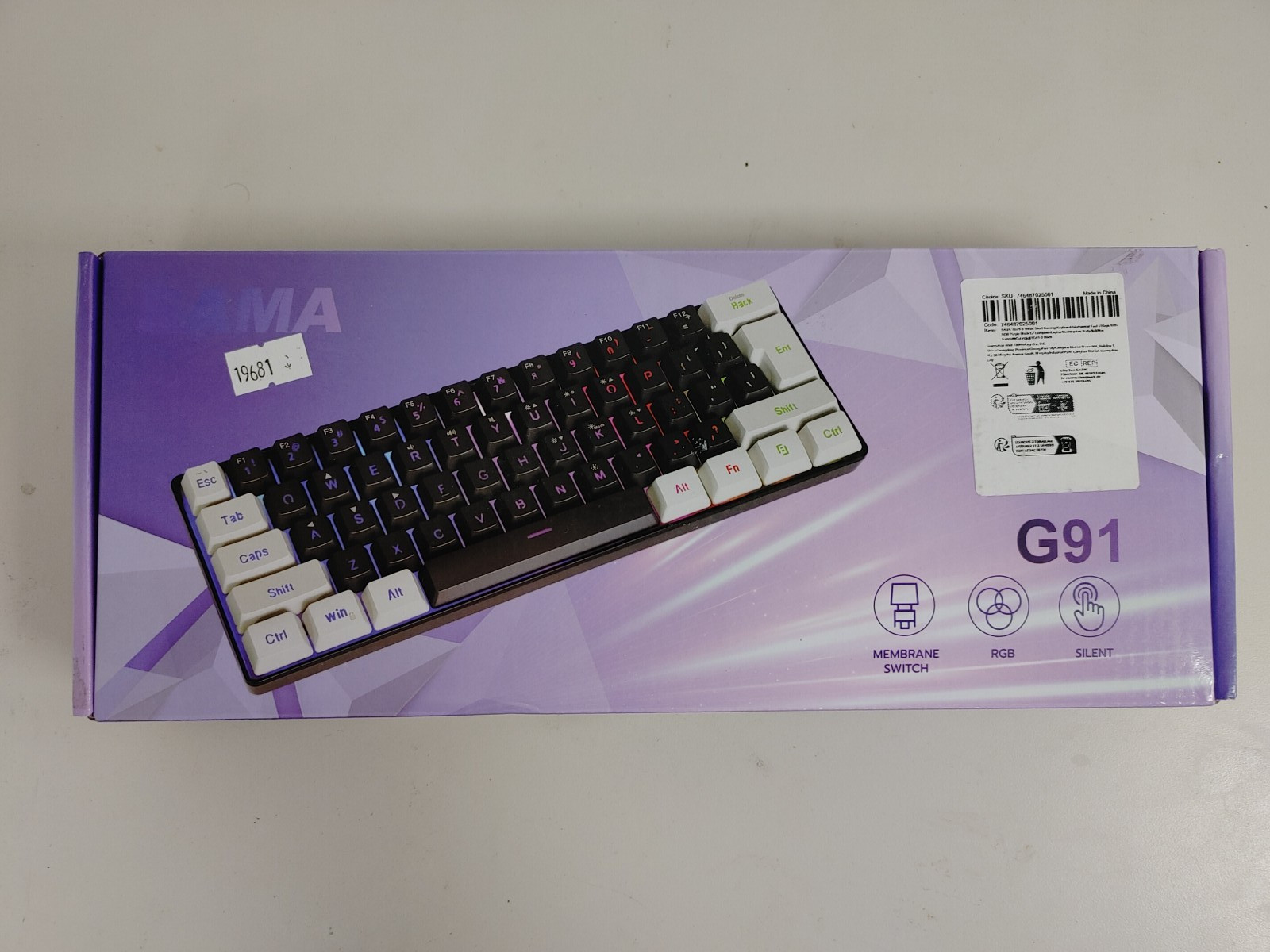 SAMA G91 Keyboard 60 Percent RGB Backlit Wired - Black