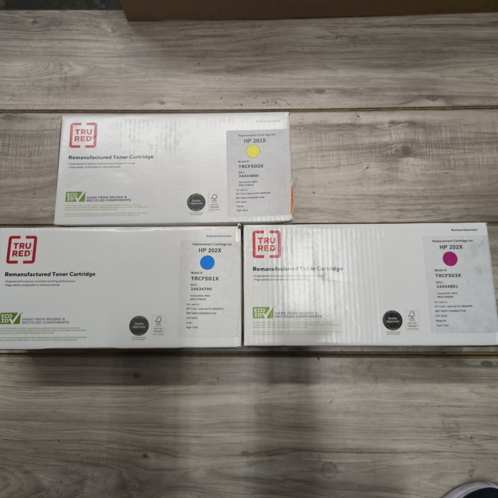 TRU RED Yellow, Magenta, Cyan High Yield Toner Cartridge Replacement for HP 201X