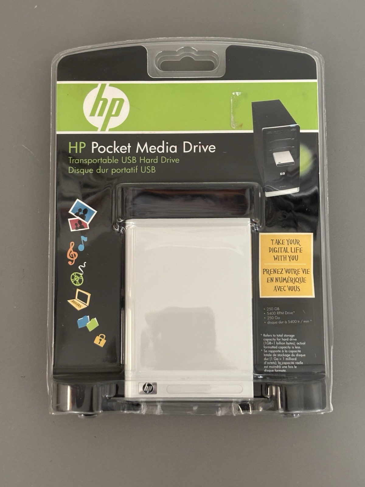 HP POCKET MEDIA DRIVE PD2500S 250 GB EXTERNAL HDD USB 2.0 SEALED