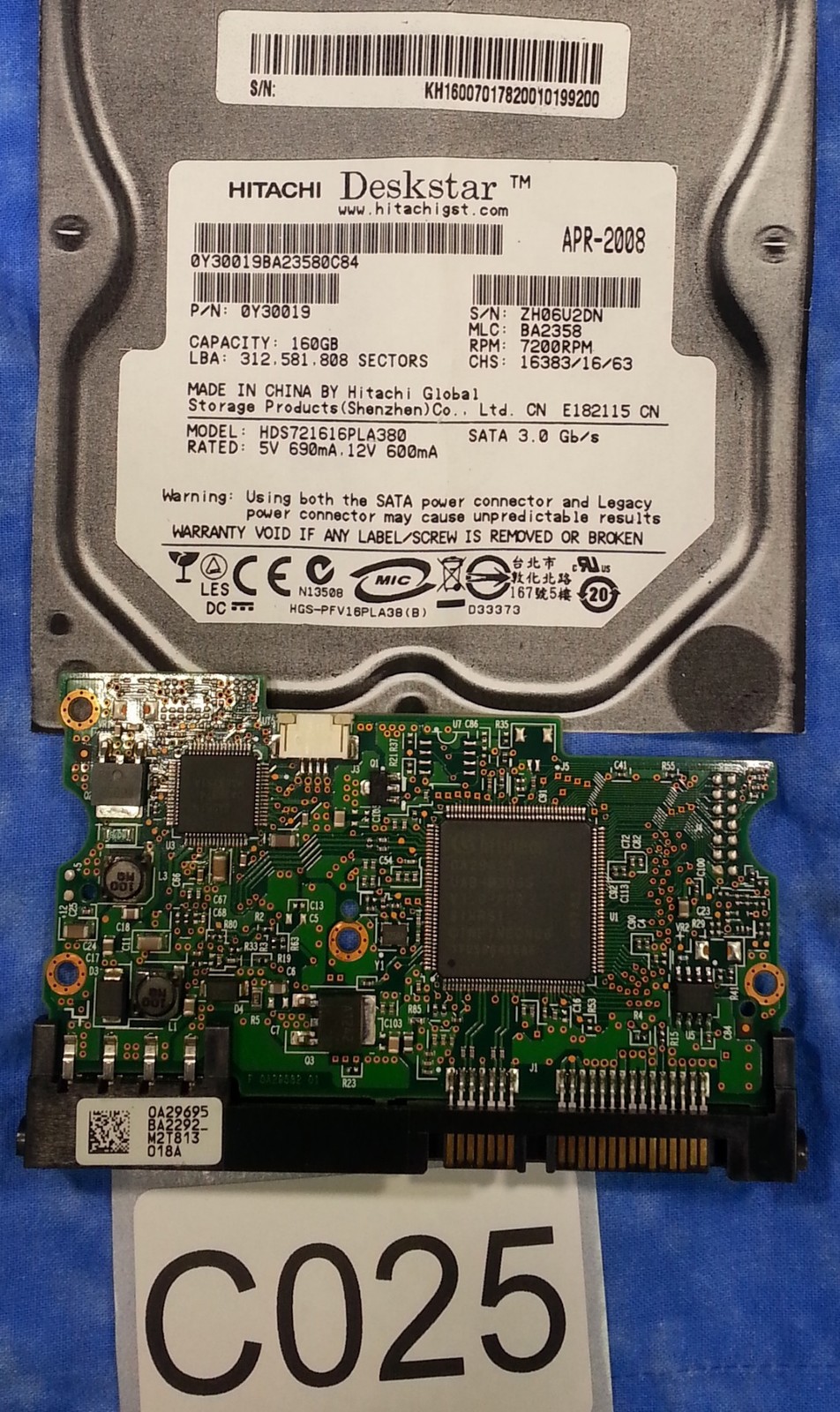 HITACHI -HDS721616PLA380 0Y30019BA23580C84 BA2358 Hard Drive PCB