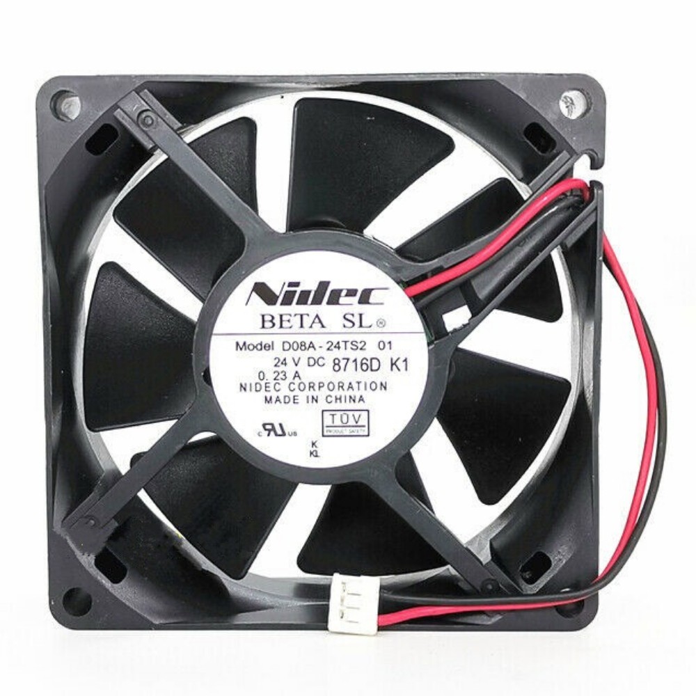 2pcs Nidec D08A-24TS2 01 DC 24V 0.23A 80mmX25mm 2-Pin Inverter Cooling Fan
