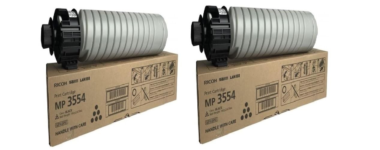 Genuine Ricoh Black Toner Cartridge 2 Pack for MP 2554 3054 3554 24000 Yield
