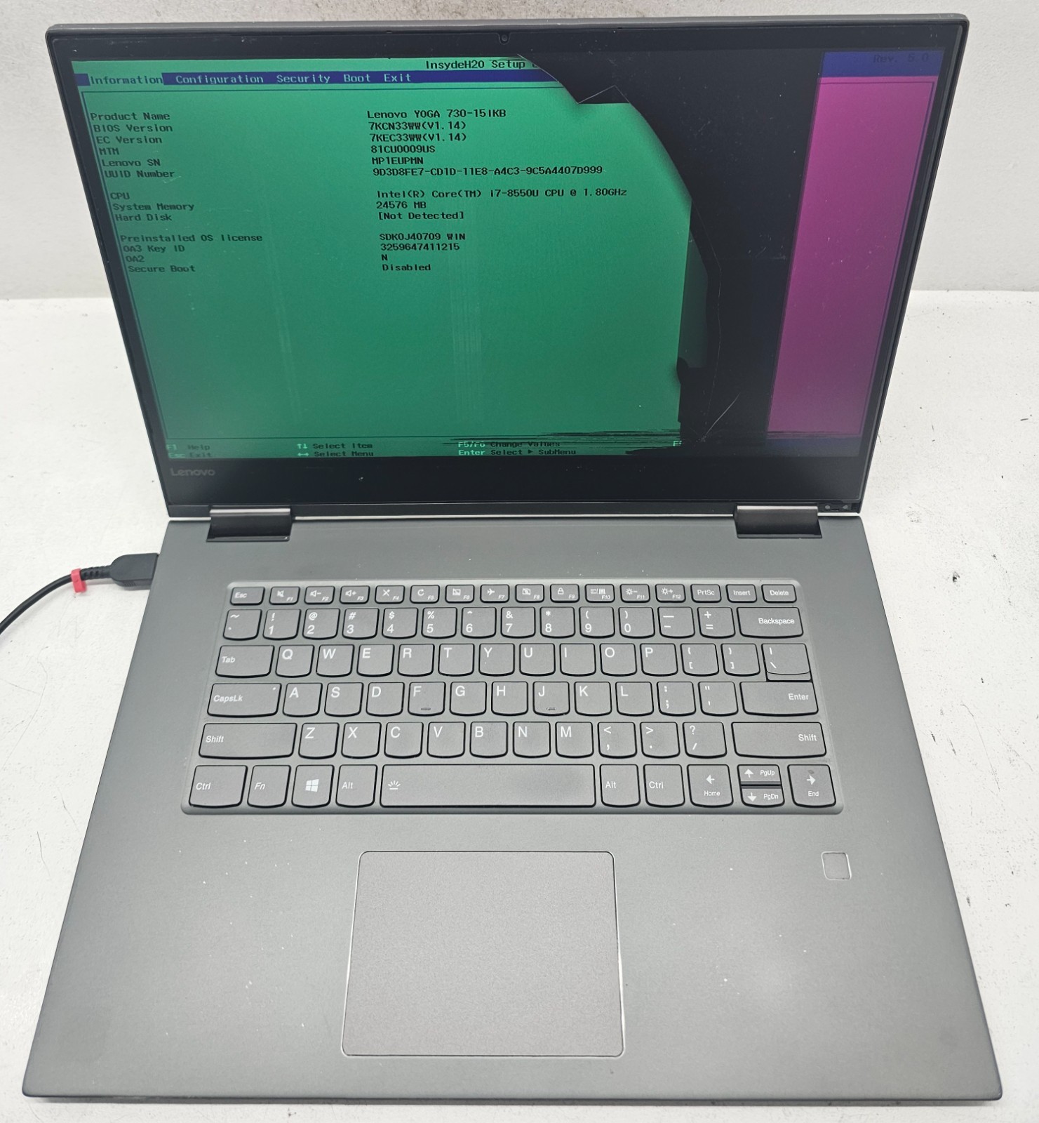 Lenovo Yoga 730-15IKB 15.6" Laptop Intel Core i7-8550U 24GB Ram NO HD/OS (FL)