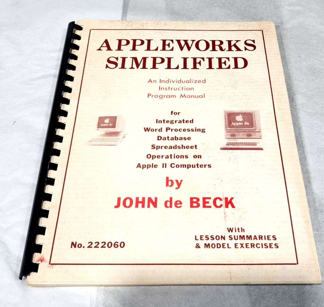 Vintage 1986 AppleWorks Simplified Manual WITH 5.25 Floppy Disk Apple IIe IIc