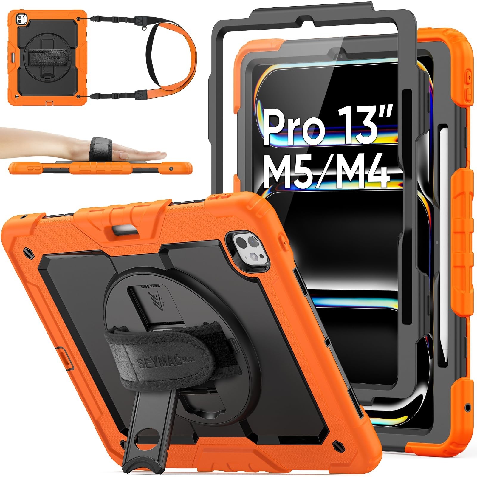 Shockproof Heavy Duty Case for 13" iPad Pro M5/M4 - Screen Protector, Pencil Hol