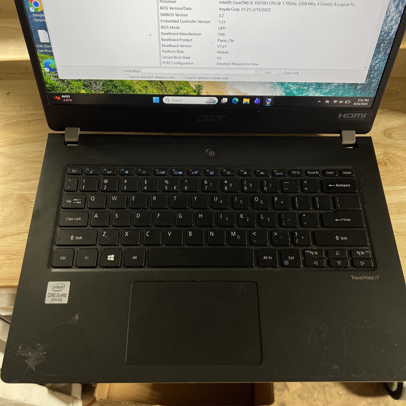 Acer TravelMate P614-51-G2, 14 inch (i5 10th gen, 12 GB RAM, 256 GB SSD)