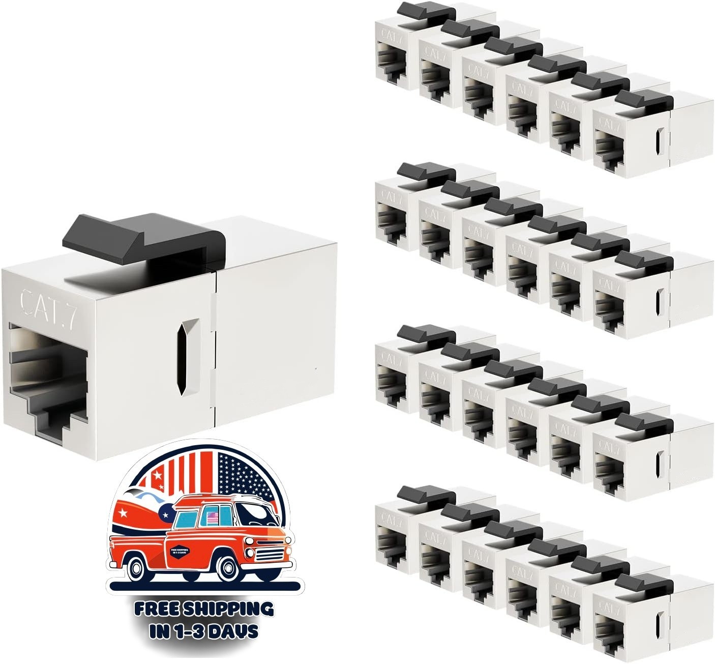 Acoplador CAT7 de 10 Gbps, acoplador RJ45 Keystone blindado, paquete de 25 NUEVO