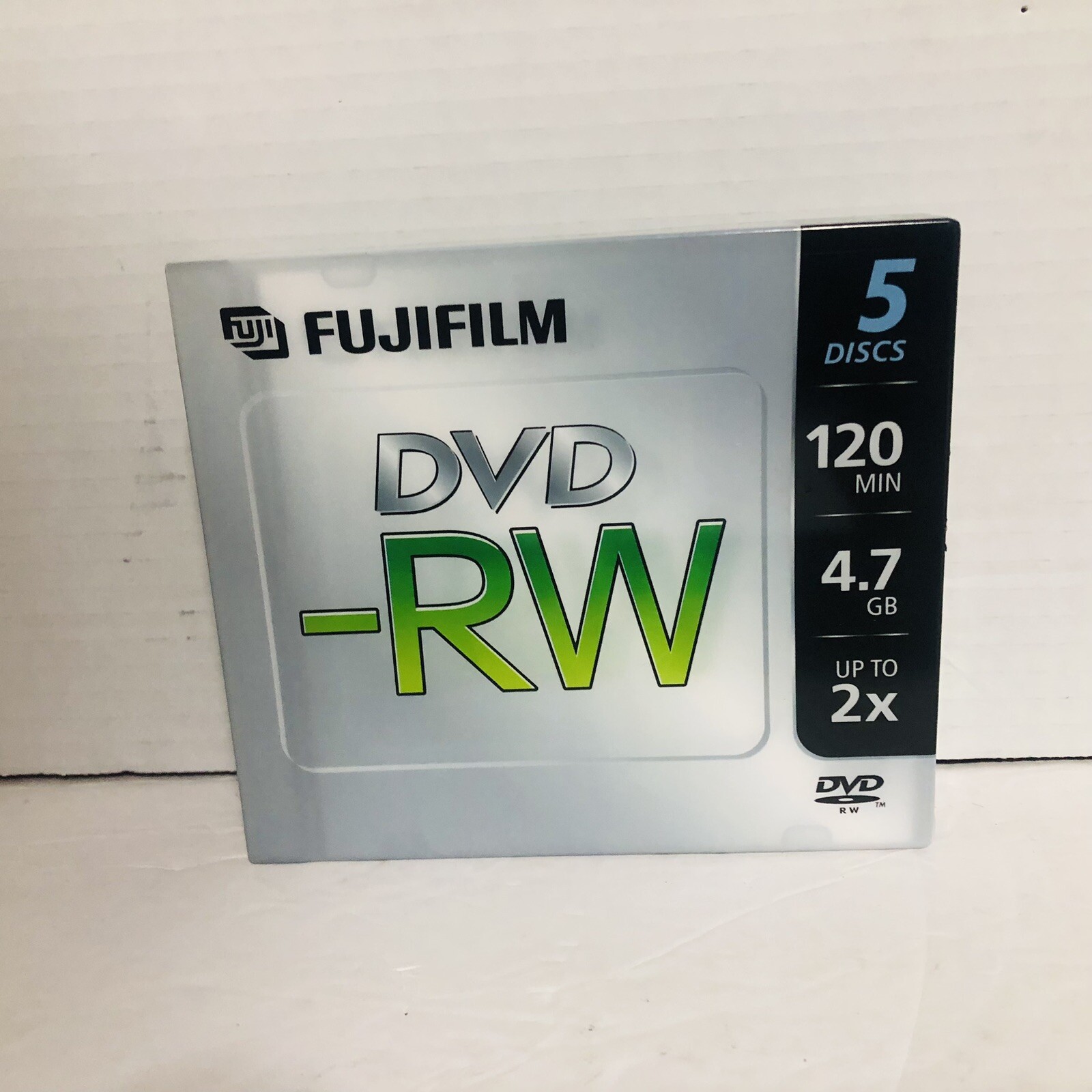 DVD-RW Fujifilm Discs Disks DVDs 120 Min 4.7GB Jewel Cases 5-Pack New Sealed