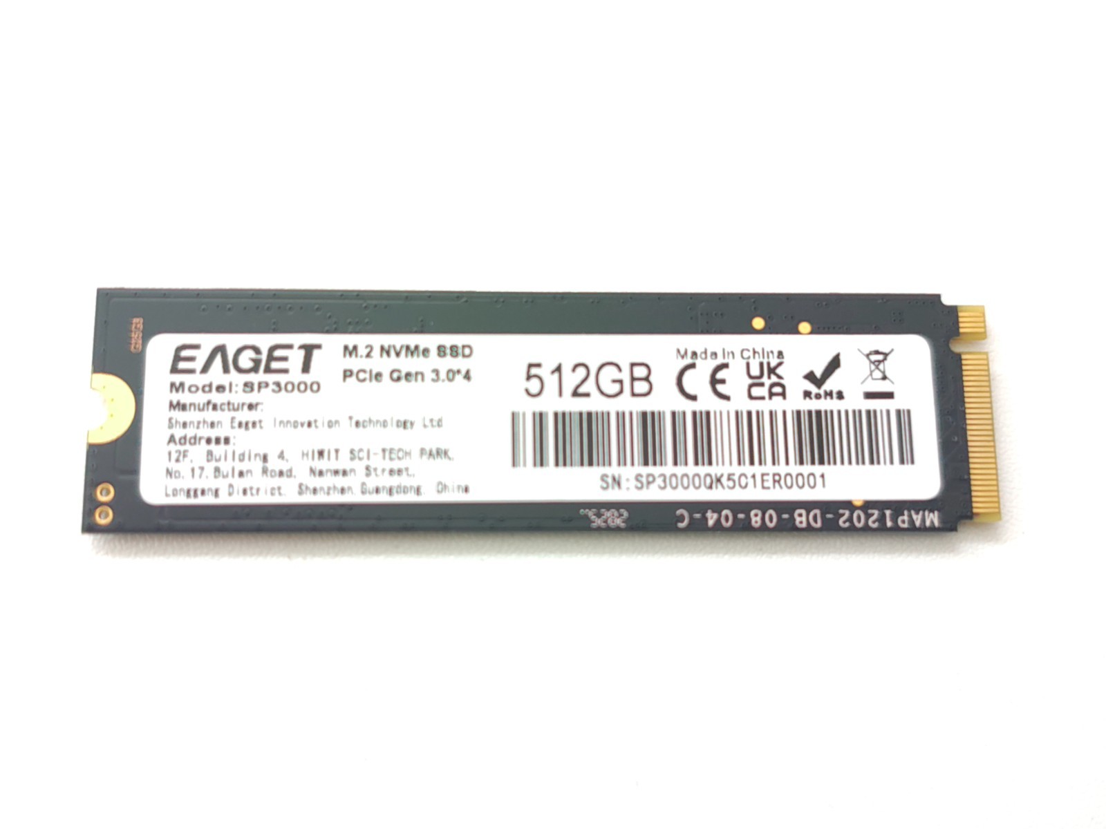 EAGET SP3000 512GB PCIe 3.0 M.2 NVMe SSD ✅FULLY WORKING | FULLY WORKING✅