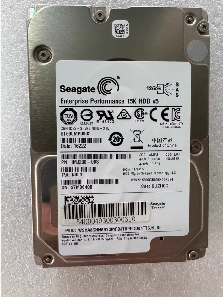 1PCS Genuine used ST600MP0005 SEAGATE 600GB 12G 15K 2.5'' SAS 1MJ200 Hard Drive