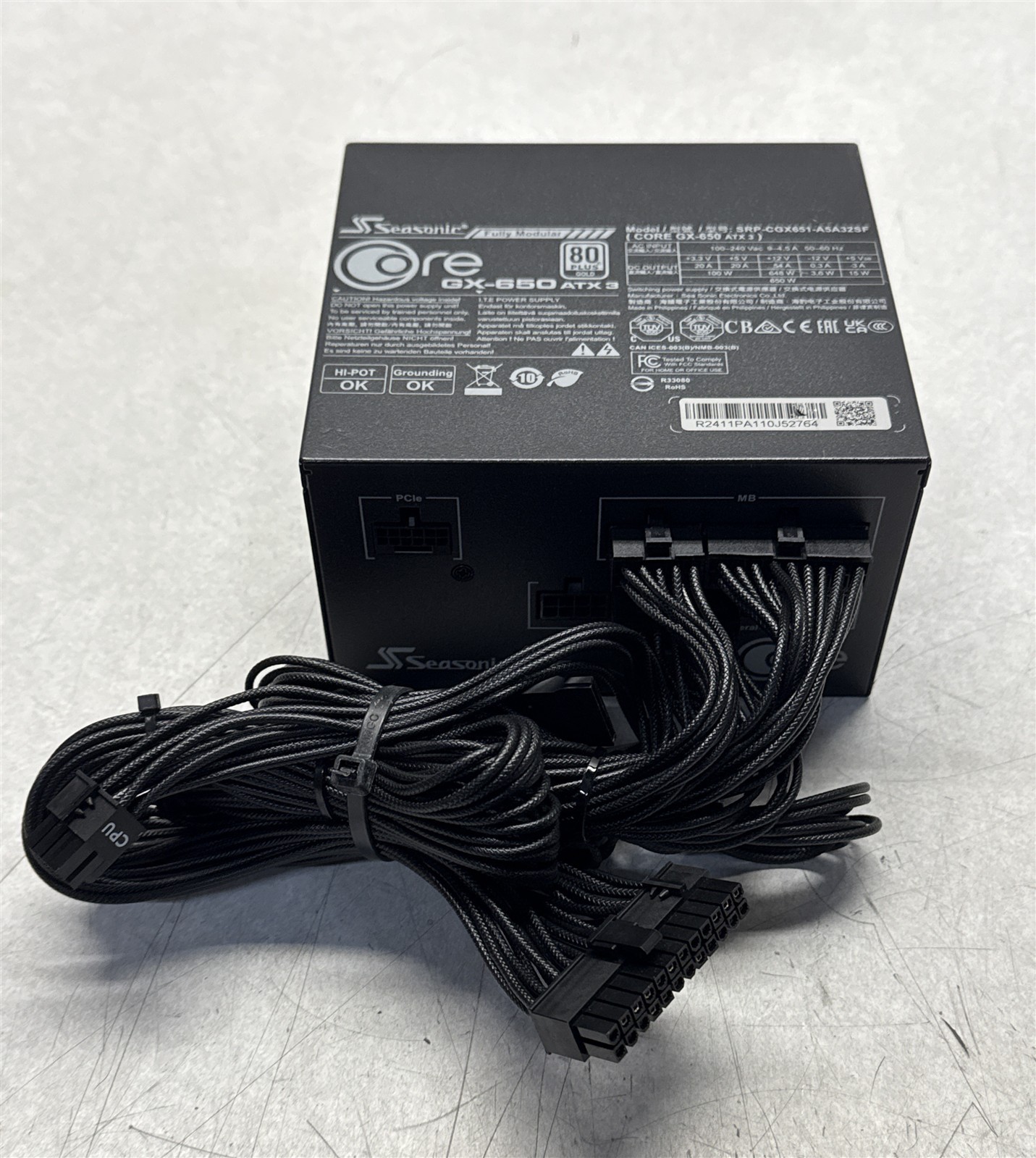SEASONIC CORE GX-650 ATX3 80+ GOLD 650W FULLY MODULAR ATX POWER SUPPLY
