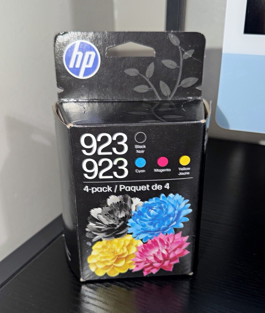 HP 923 Genuine Original Inkjet Ink Cartridges 4-Pack CMYK Black/C/M/Y