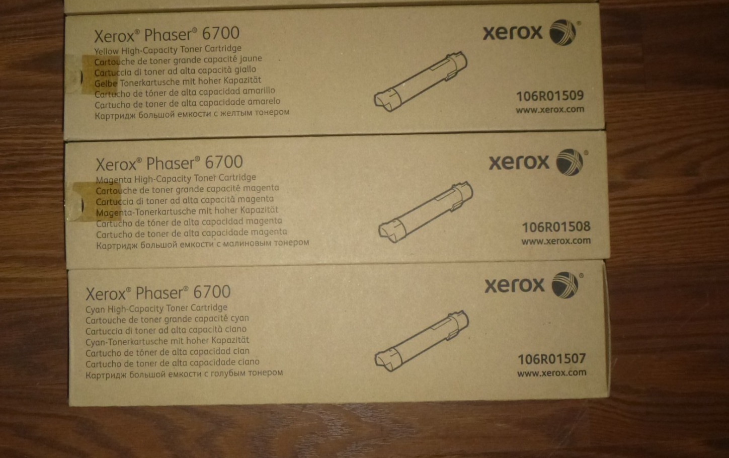 Xerox Phaser 6700 High-Capacity Toner Cartridge 106R01507/08/09 CYM NEW