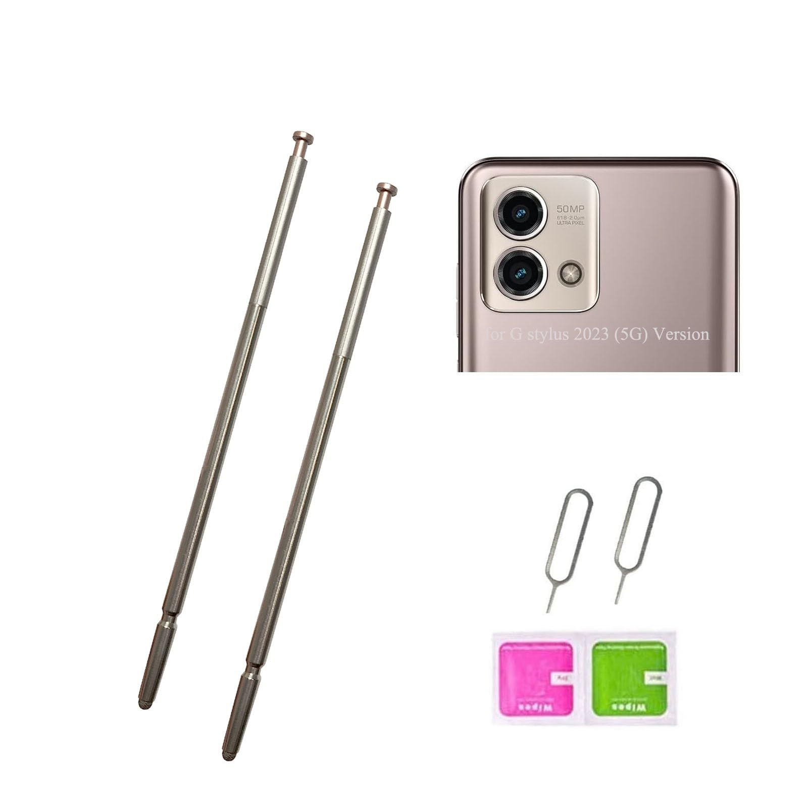 (2pcs Pen Pack) for Moto g Stylus (5G) 2023 Replacement s Rose Champagne 