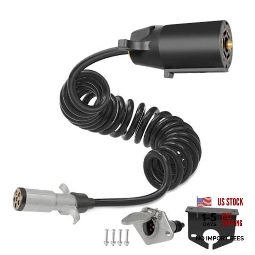 CT015 Trailer Adapter, 7 Pin to 6 Pin Trailer Light Adapter Long Black1