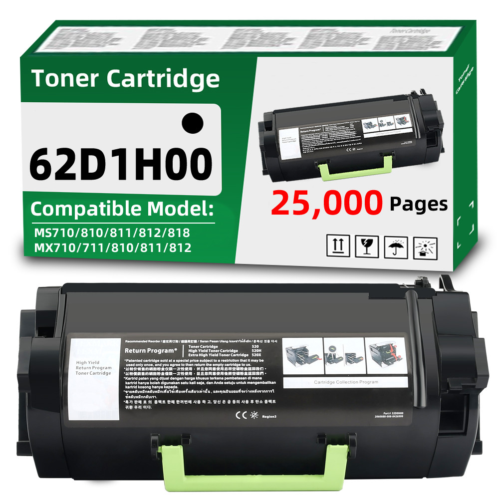 62D1H00 Toner Cartridge Compatible for Lexmark MX710 MX711 MX718  MX810 MX812