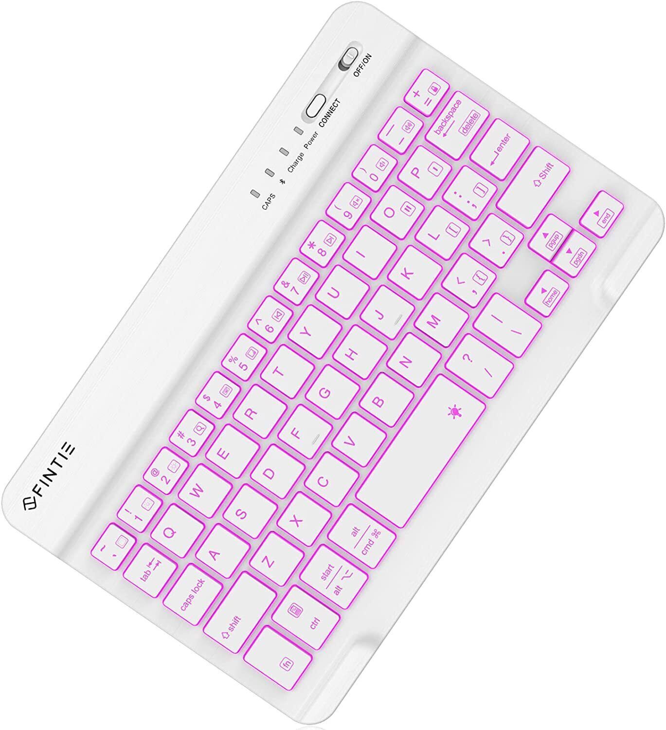 7 Inch Ultrathin (4mm) Wireless Bluetooth Keyboard 7 Color Backlit Rechargeable
