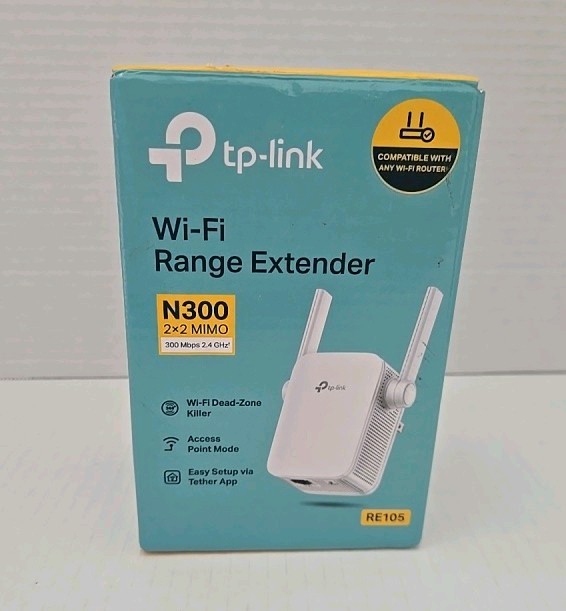 TP-Link N300 WiFi Extender RE105 Single Band WiFi Signal Booster NEW OPEN BOX