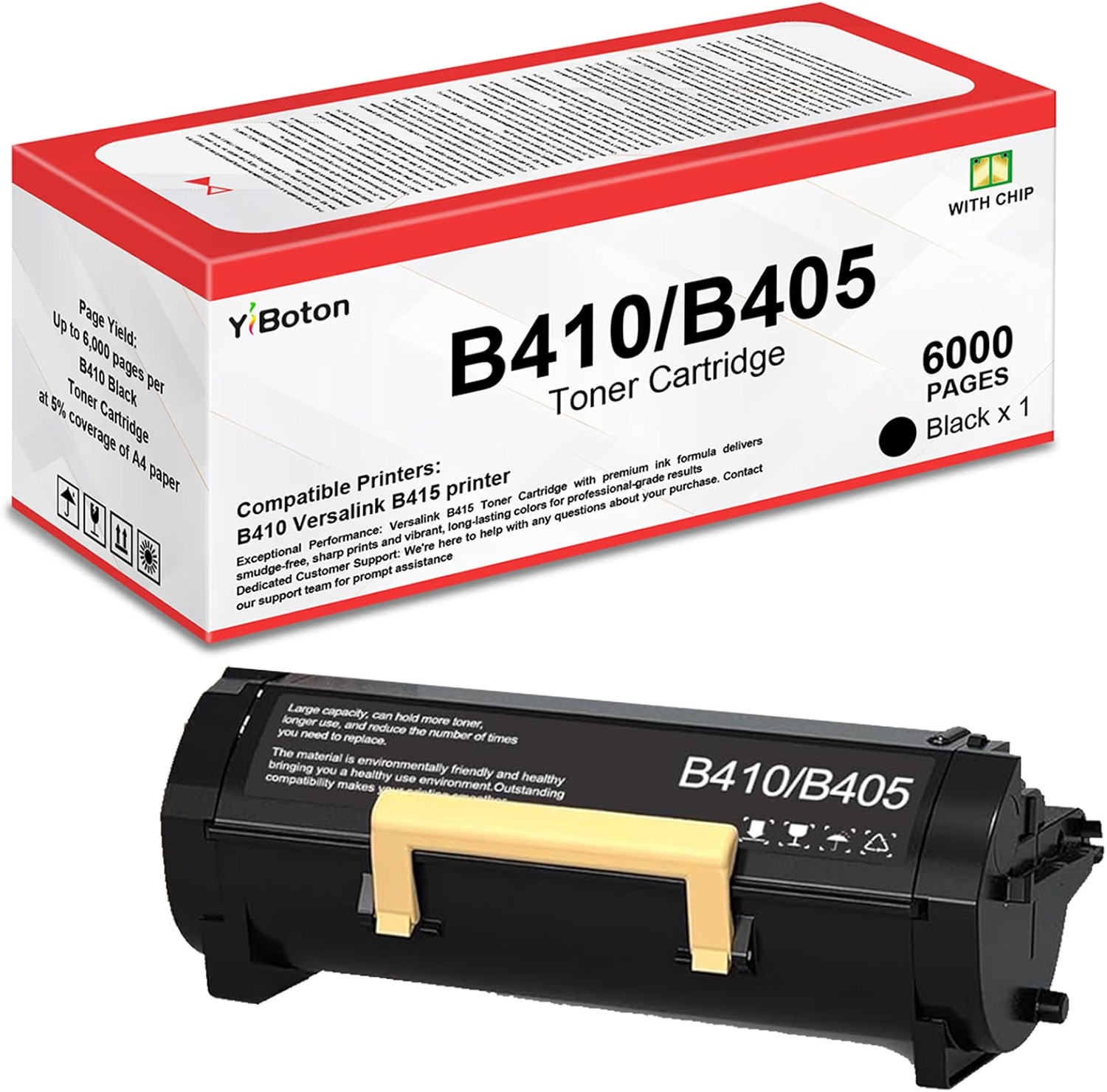 With Chip 1-Pack Toner Cartridge Black BN Printer Compatible B410 B405 Xerox