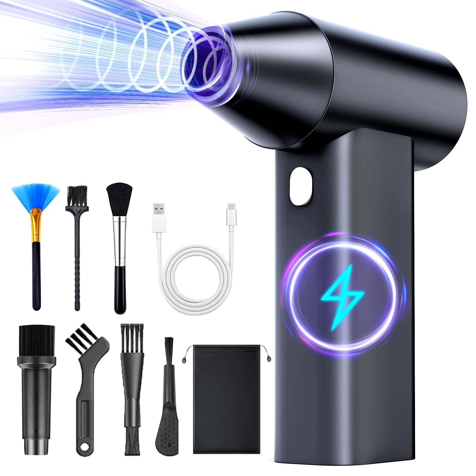 Compressed Air Duster- Mini Blower 3-SpeedAdjustable High-Speed Aluminum Allo...