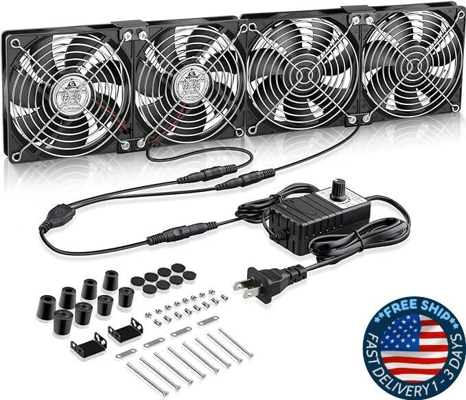 Ventiladores Big Airflow 4X 120 mm con controlador de velocidad alimentado.neuvo