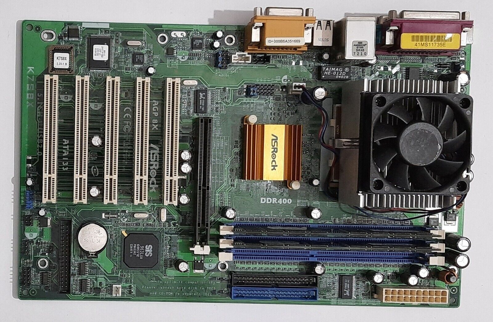 Asrock K7S8X Socket A AGP Retro Motherboard + AMD Athlon XP 2400+ + 1GB DDR RAM