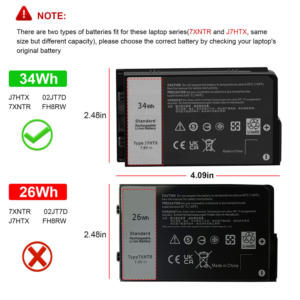 Lot J7HTX Battery For Dell Latitude 12 7202 12 7212 7220 7XNTR 0FH8RW 34WH