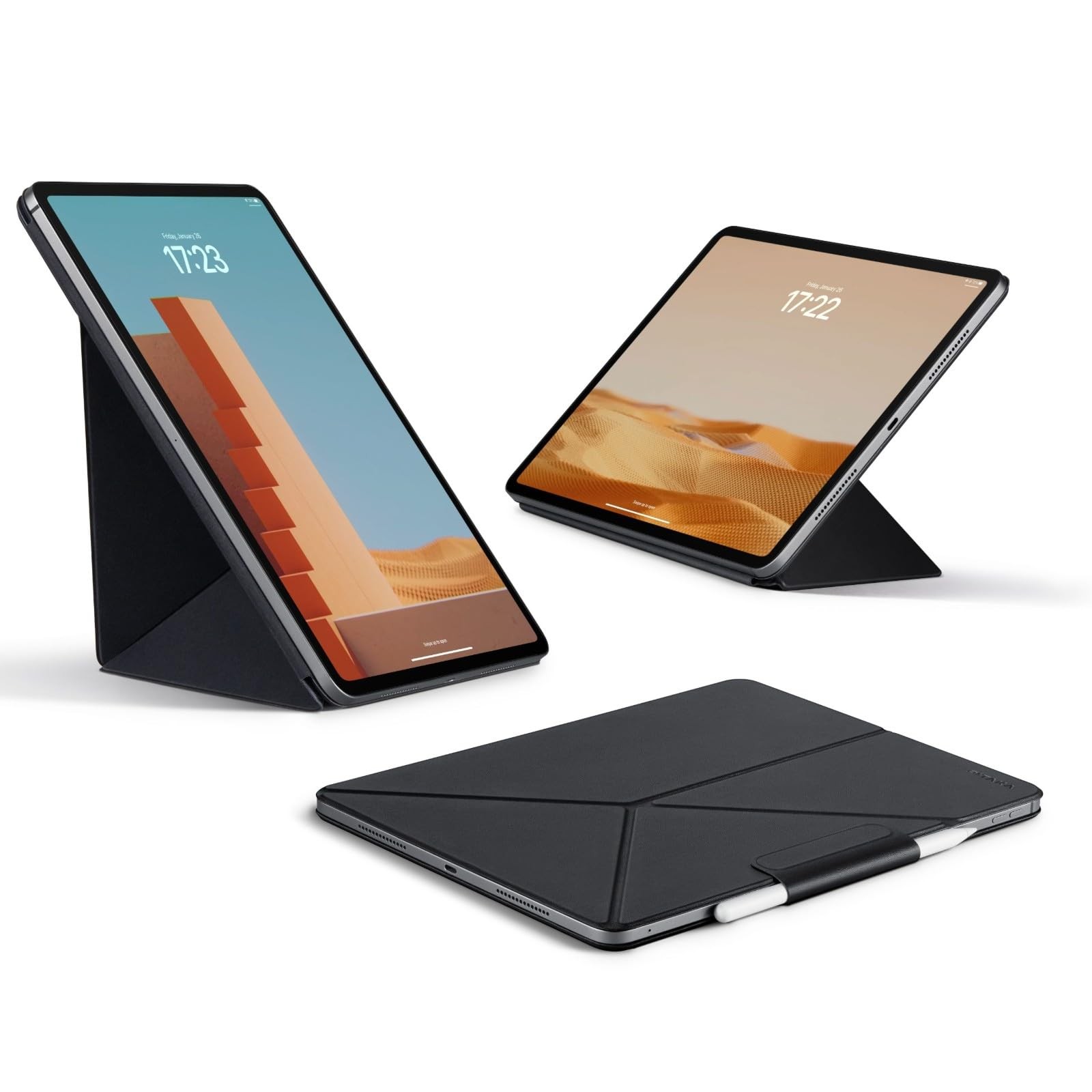 PITAKA for iPad Air 11 Inch Case M4/M3/M2, 4 Intuitive Angles, Folio2-Black