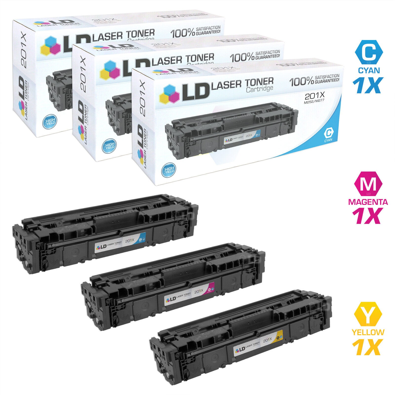 LD Compatible Replacements for HP 201X 3PK: 1 CF401X C/1 CF402X Y/1 CF403X M