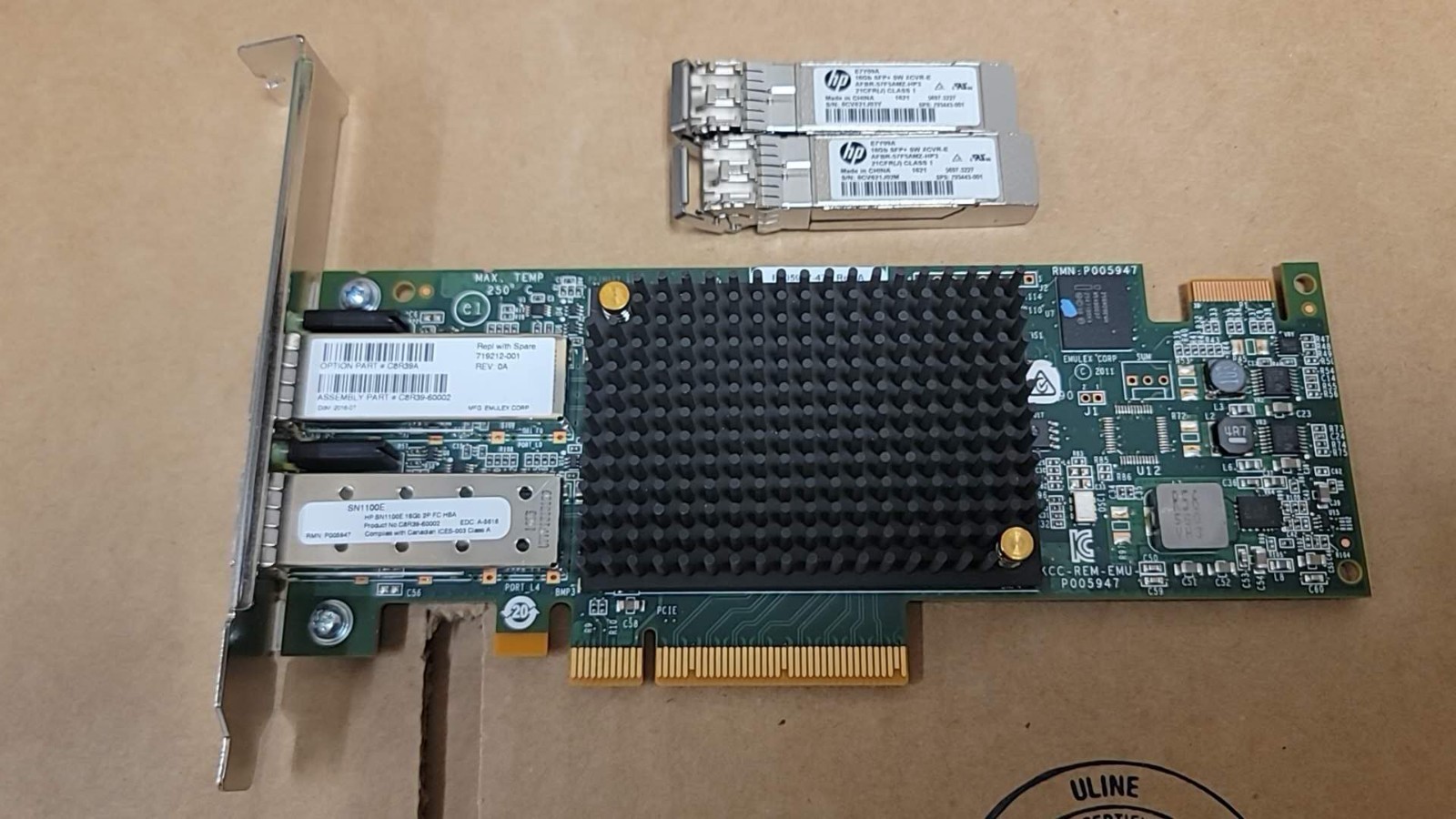 HP 719212-001 C8R39A SN1100E 16GB 2-Port FC  HBA 2x SFPs E7Y09A -Long