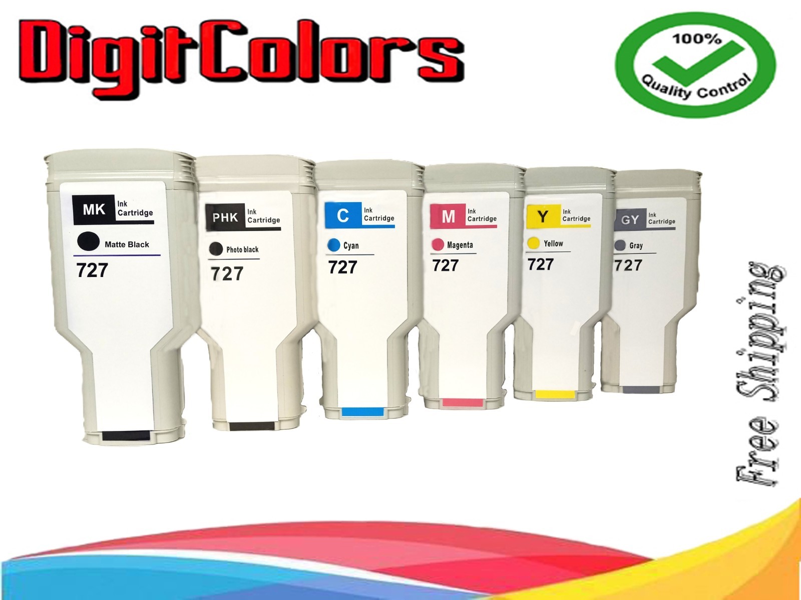 6 pack # 727 300ml compatible ink cartridges for HP Designjet T920 T930 T1500