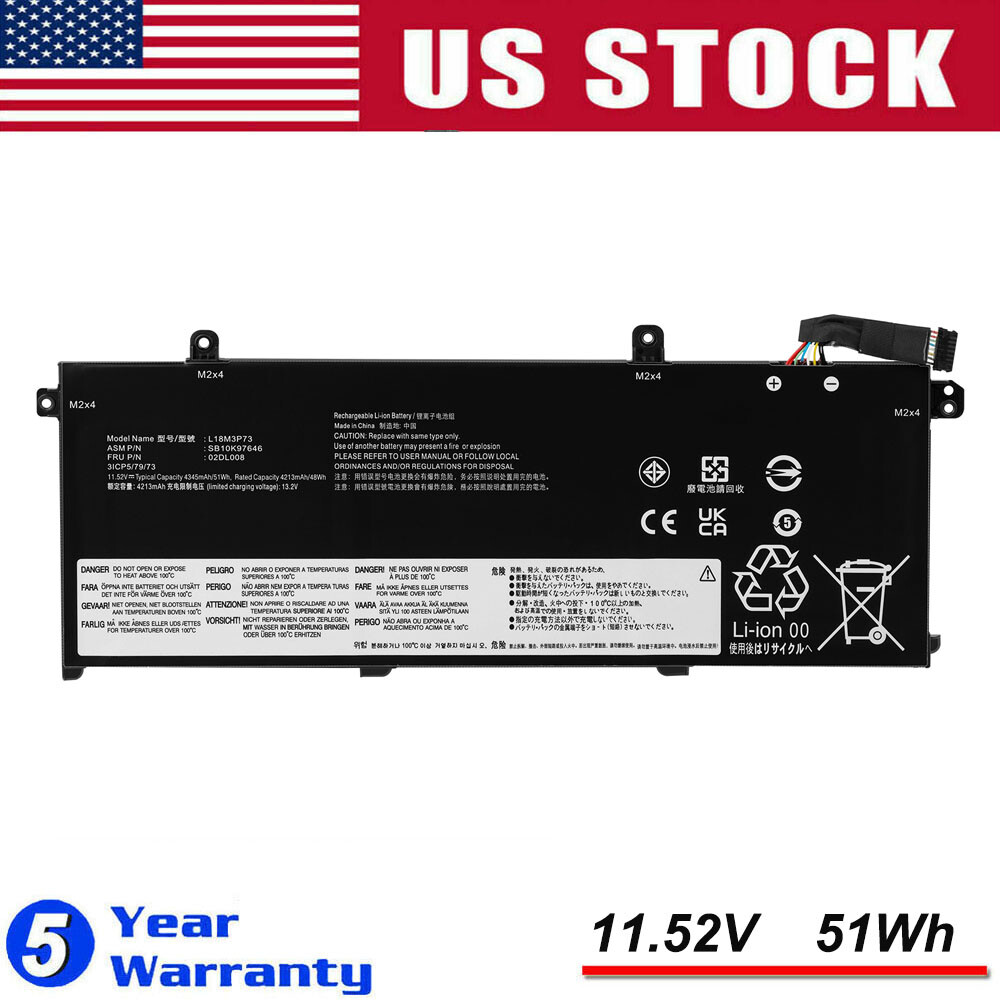 L18C3P72 L18L3P73 02DL007 Battery for Lenovo ThinkPad T490 T495 P43S T14 P14s