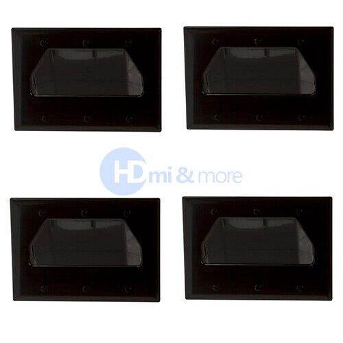 4x Wall Plate 3 Gang Recessed Low Voltage Cable Black