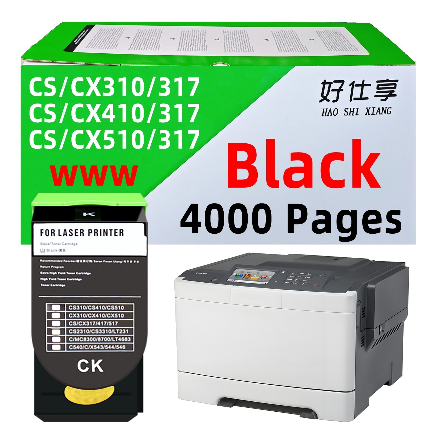 71B1HK0 Black Toner Cartridge Compatible for Lexmark CS317 CS417 CS517 CX317 417