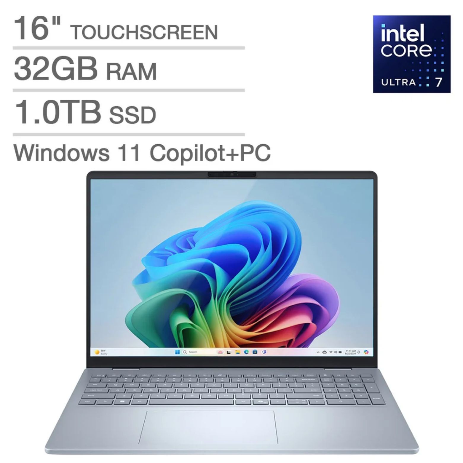 Dell 16 Plus 16" FHD+ Touch Copilot+ Intel Ultra 7 258V 32GB 1TB SSD W11H Laptop