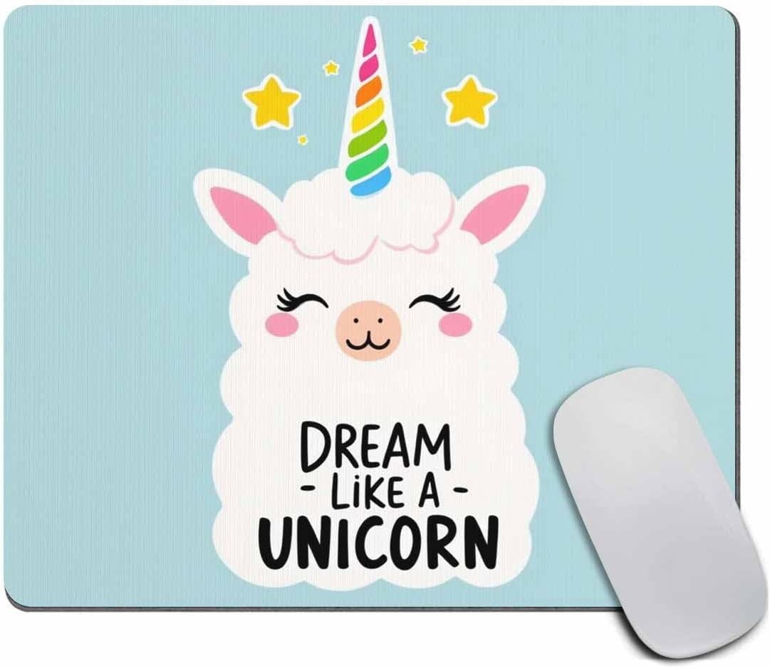 Cute Unicorn Llama Mouse pad, Dream Like a Unicorn Motivational and