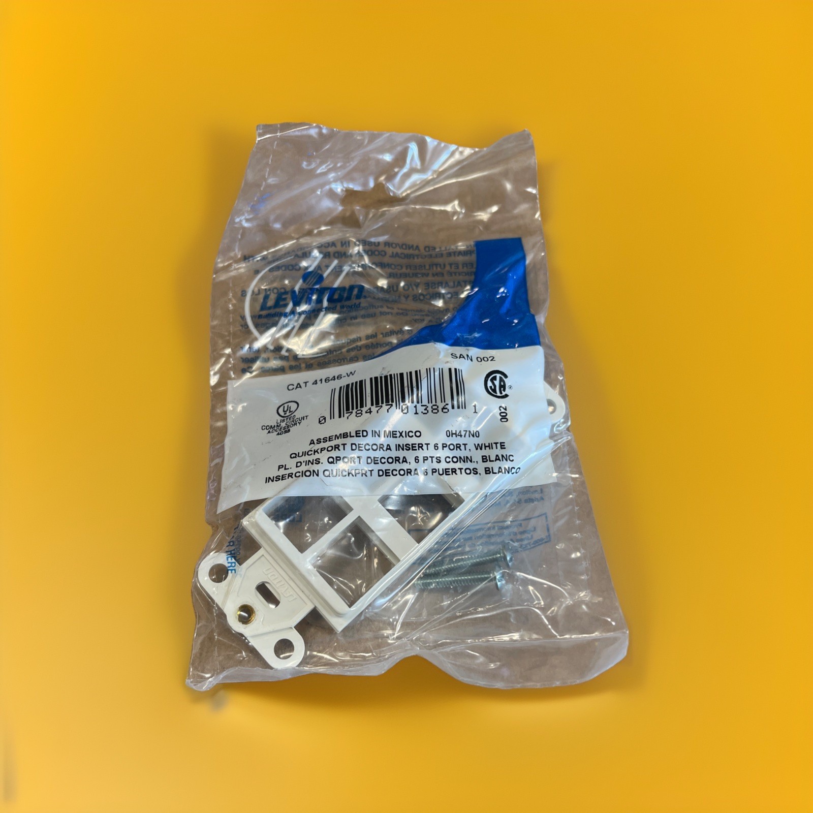 🔥1 Unit ~ Leviton 41646-W QuickPort Decora 6-Port Insert (White)🔥