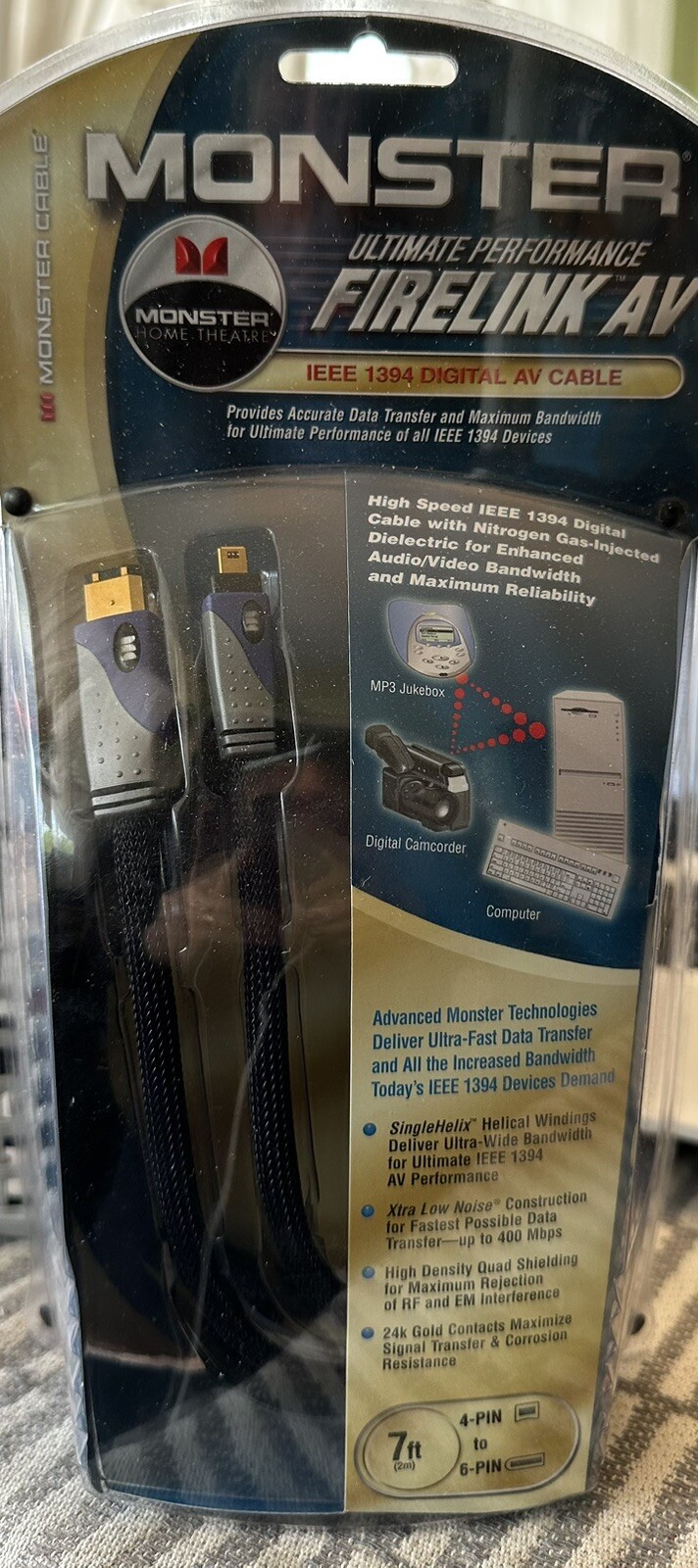 Monster Ultimate Performance FireLink AV High Speed IEEE 1394 7FT 4 pin to 6 pin