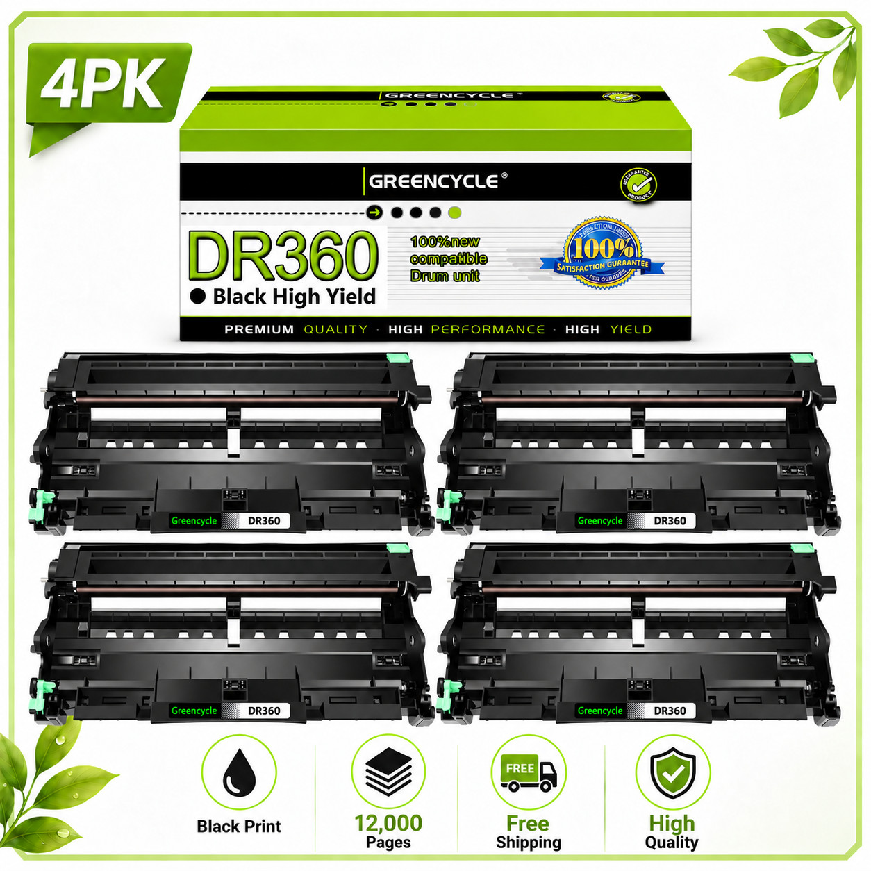 4PK DR360 Drum Unit Fit For Brother DR-360 MFC-7345N MFC-7450 MFC-7840W MFC7840N