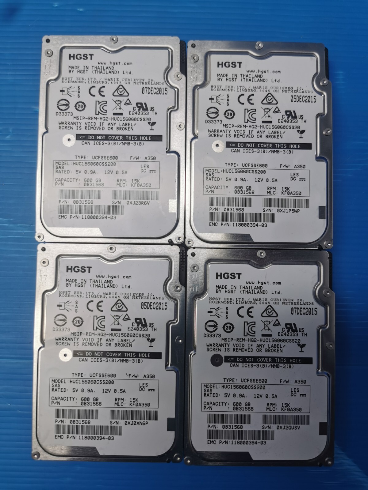 HGST Ultrastar HUC156060CSS200 600GB,Internal,15000 RPM,2.5 inch HDD Lot of 5