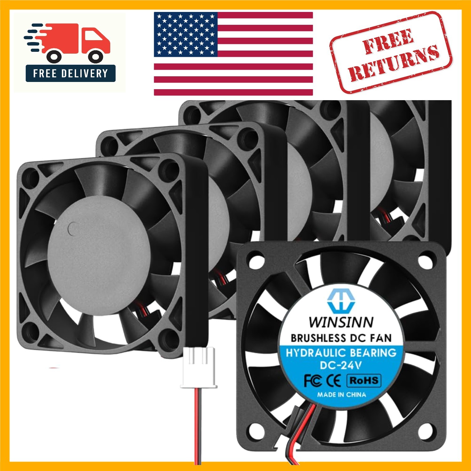 Ultra-Quiet 40mm 24V Fan Replacement - 5-Pack with Hydraulic Bearing Technology