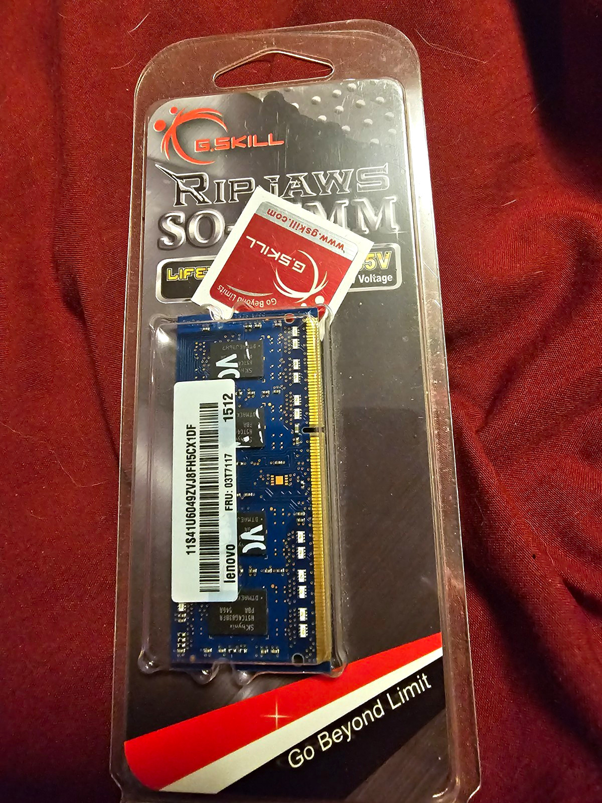 G.SKILL Ripjaws PC3L-12800 8 GB SO-DIMM DDR3L-1600 Memory (F3-1600C9S-8GRSL)